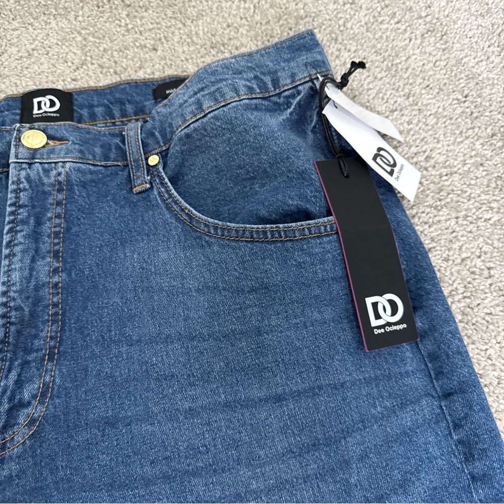 NWT DO Dee Ocleppo Jeans Mid Rise Wide Leg Mid Wash Size 16 Cool Girl Old Money - Picture 7 of 13